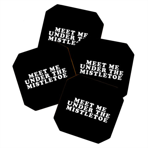 Leah Flores Christmas Mistletoe Kiss Coaster Set
