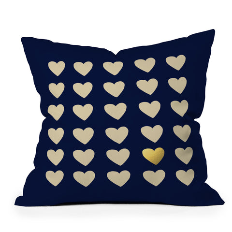 Leah Flores Gold Heart Outdoor Throw Pillow