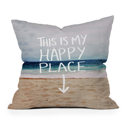 Leah Flores Happy Place X Beach Outdoor Throw Pillow