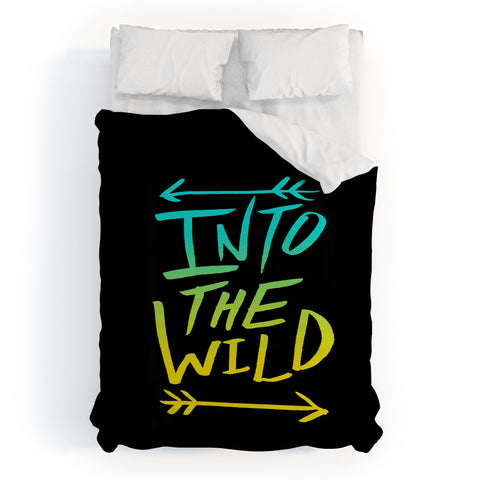 Leah Flores Into The Wild Teal And Gold Duvet Cover