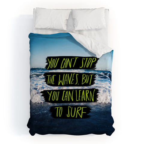 Leah Flores Learn To Surf Duvet Cover