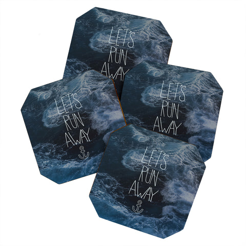 Leah Flores Lets Run Away Ocean Waves Coaster Set