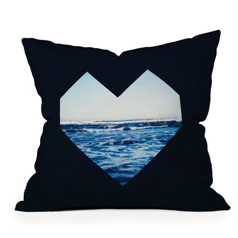 Leah Flores Ocean Heart Outdoor Throw Pillow