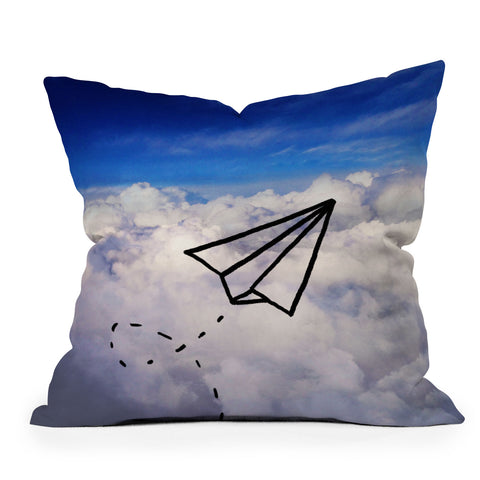 Leah Flores Paper Plane Outdoor Throw Pillow