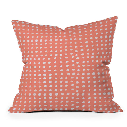 Leah Flores Peach Scribble Dots Outdoor Throw Pillow