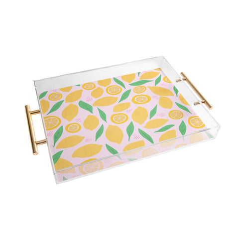 Leah Flores Pink Lemonade Pattern Acrylic Tray