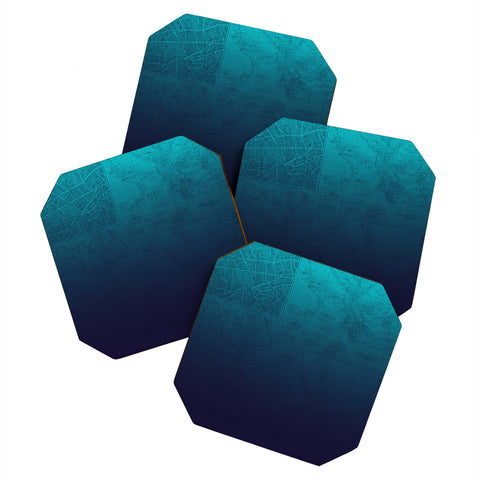 Leah Flores Sapphire Map Coaster Set