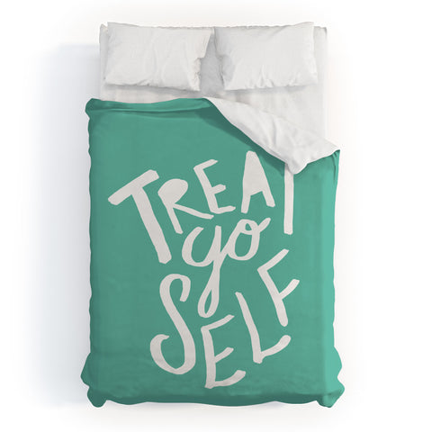 Leah Flores Treat Yo Self x Aquamarine Duvet Cover