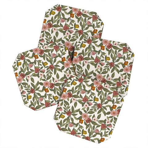 Lebrii Febe Floral Pattern Coaster Set
