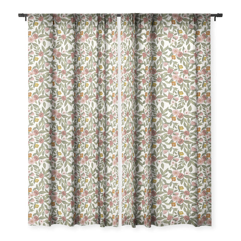Lebrii Febe Floral Pattern Sheer Window Curtain