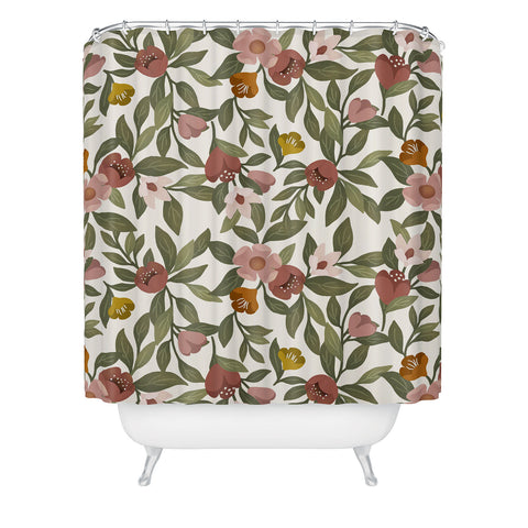 Lebrii Febe Floral Pattern Shower Curtain