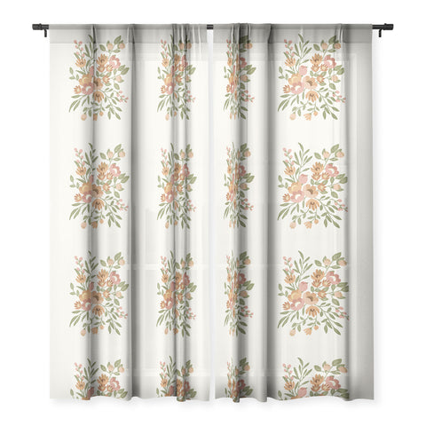Lebrii Freya Flowers Sheer Window Curtain