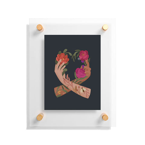 Lebrii Heart Hands Blue Floating Acrylic Print