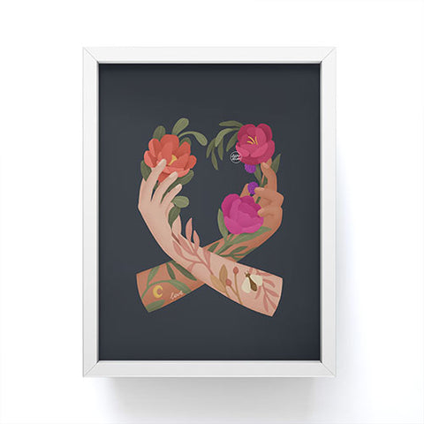 Lebrii Heart Hands Blue Framed Mini Art Print