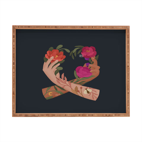 Lebrii Heart Hands Blue Rectangular Tray