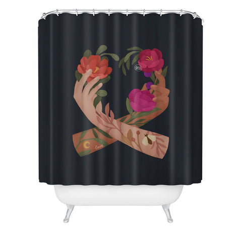 Lebrii Heart Hands Blue Shower Curtain