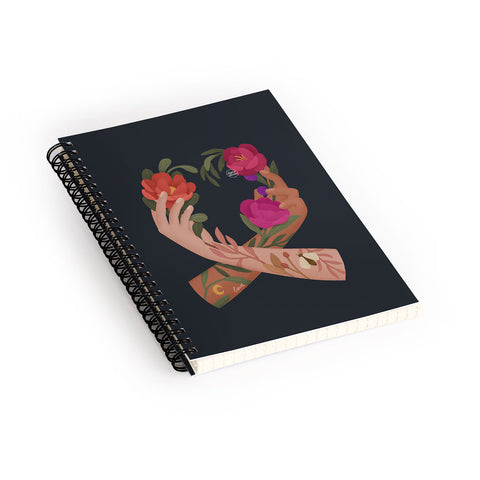 Lebrii Heart Hands Blue Spiral Notebook