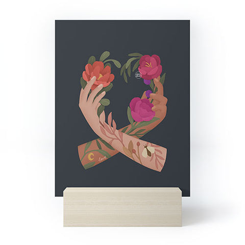 Lebrii Heart Hands Blue Mini Art Print