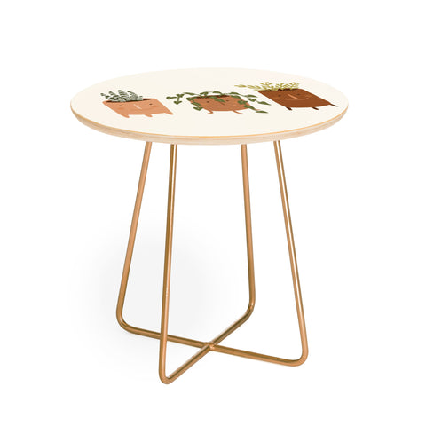 Lebrii Little Face Vases Round Side Table