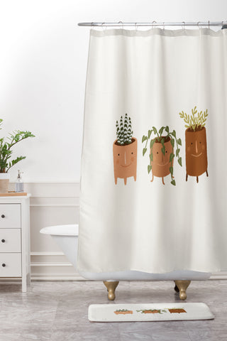 Lebrii Little Face Vases Shower Curtain And Mat