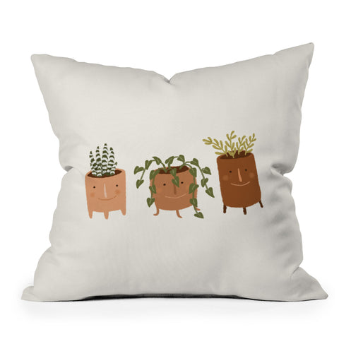 Lebrii Little Face Vases Throw Pillow