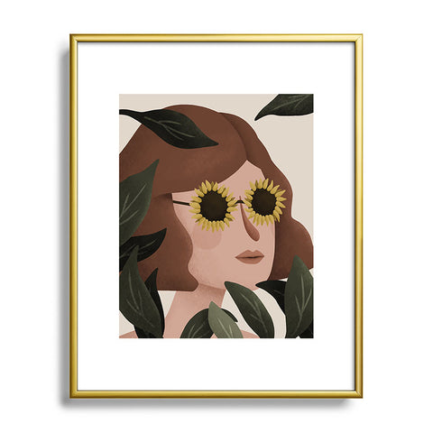 Lebrii Margot Sunflower Portrait Metal Framed Art Print