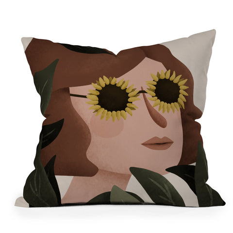 Lebrii Margot Sunflower Portrait Throw Pillow