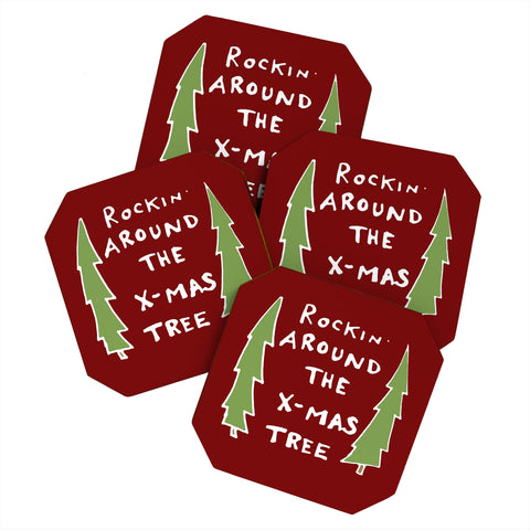 Leeana Benson Rockin Around the Xmas Tree Coaster Set