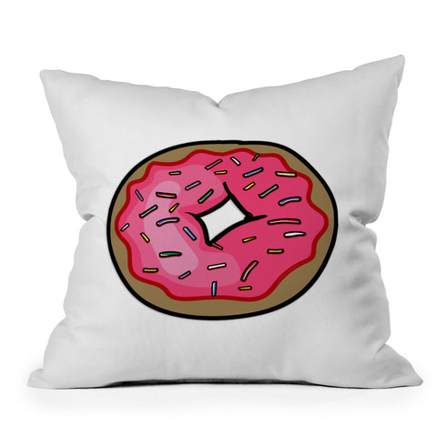 Leeana Benson Strawberry Frosted Donut Outdoor Throw Pillow