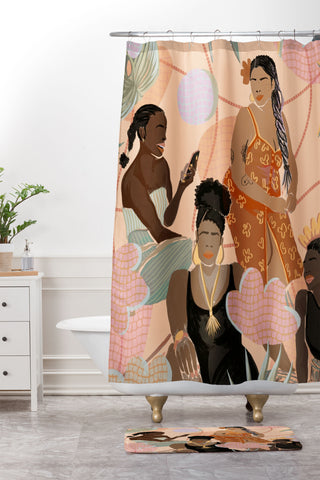 Leeya Makes Noise Black Femme Friendship Shower Curtain And Mat