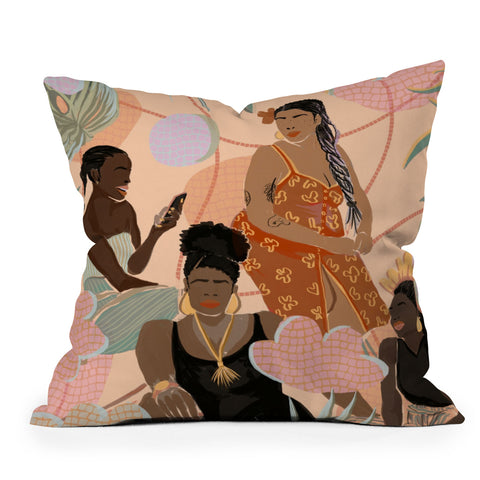 Leeya Makes Noise Black Femme Friendship Throw Pillow