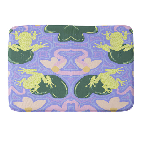 Leeya Makes Noise Feeling Froggy Periwinkle Blue Memory Foam Bath Mat