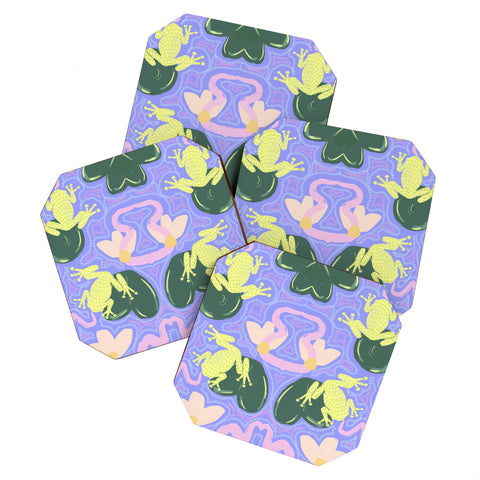 Leeya Makes Noise Feeling Froggy Periwinkle Blue Coaster Set