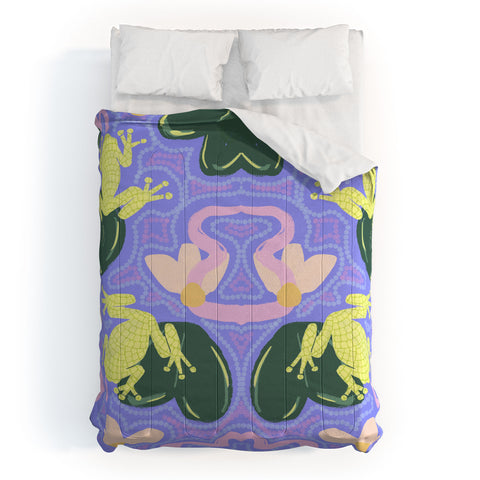 Leeya Makes Noise Feeling Froggy Periwinkle Blue Comforter