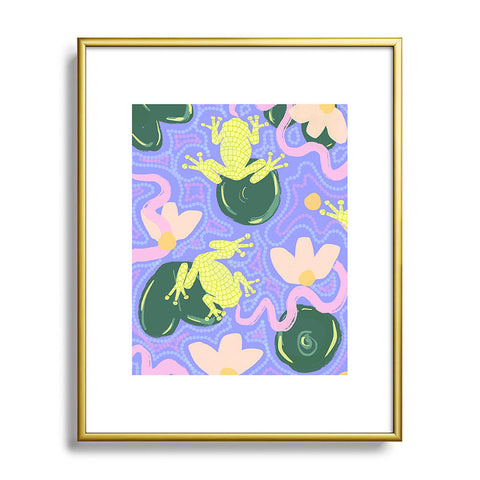 Leeya Makes Noise Feeling Froggy Periwinkle Blue Metal Framed Art Print