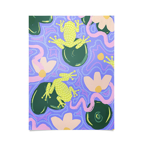 Leeya Makes Noise Feeling Froggy Periwinkle Blue Poster