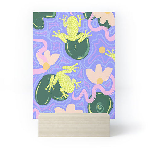 Leeya Makes Noise Feeling Froggy Periwinkle Blue Mini Art Print