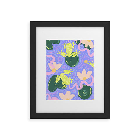 Leeya Makes Noise Feeling Froggy Periwinkle Blue Framed Art Print
