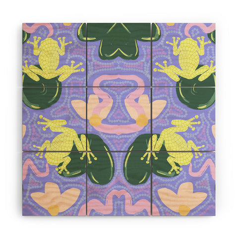 Leeya Makes Noise Feeling Froggy Periwinkle Blue Wood Wall Mural
