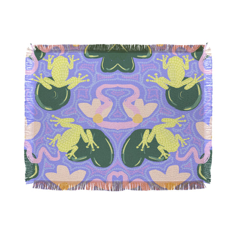 Leeya Makes Noise Feeling Froggy Periwinkle Blue Throw Blanket