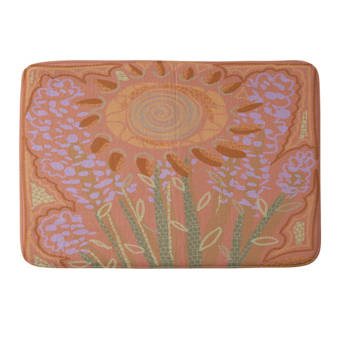 Leeya Makes Noise Fields of Burnt Sienna and Lavender Memory Foam Bath Mat