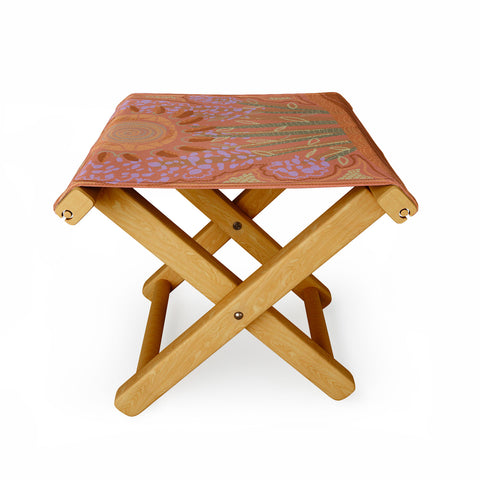 Leeya Makes Noise Fields of Burnt Sienna and Lavender Folding Stool