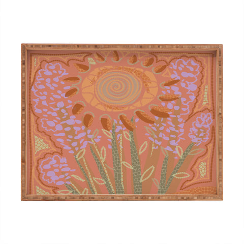 Leeya Makes Noise Fields of Burnt Sienna and Lavender Rectangular Tray