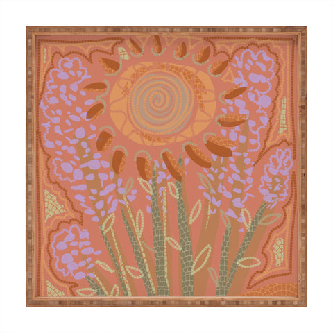 Leeya Makes Noise Fields of Burnt Sienna and Lavender Square Tray