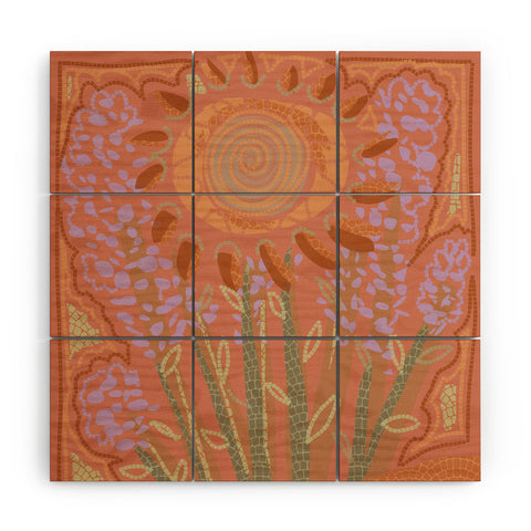 Leeya Makes Noise Fields of Burnt Sienna and Lavender Wood Wall Mural