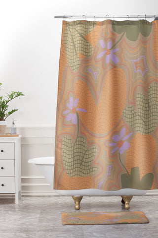 Leeya Makes Noise Little Purple Flowers Shower Curtain And Mat