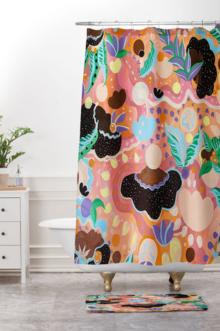 Leeya Makes Noise Loud Joy Women Shower Curtain And Mat