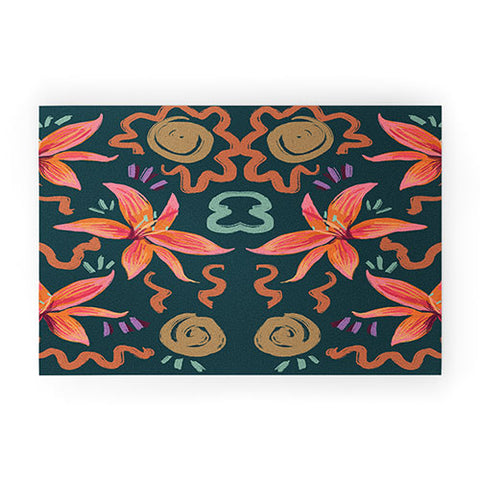 Leeya Makes Noise Passion Flower Welcome Mat