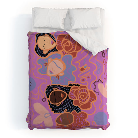 Leeya Makes Noise Pink Ladies of Love Duvet Cover