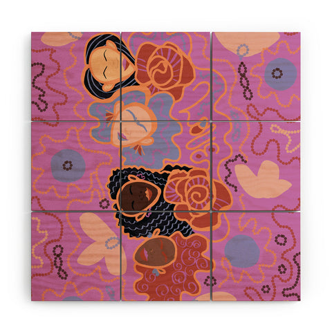 Leeya Makes Noise Pink Ladies of Love Wood Wall Mural